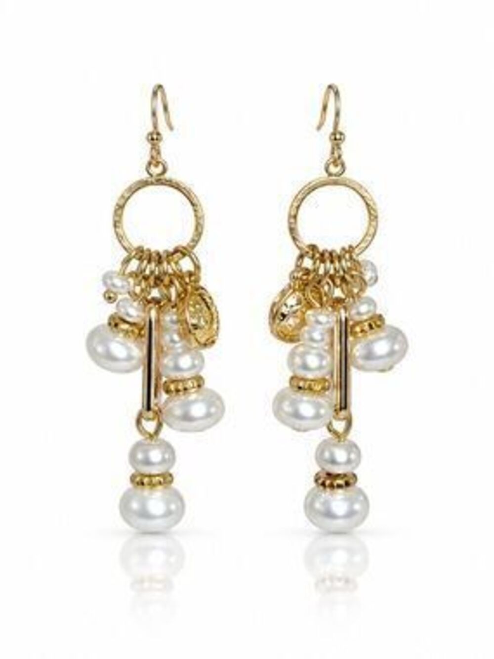 Italian Bohemian Gold Pearl Drop Earrings
